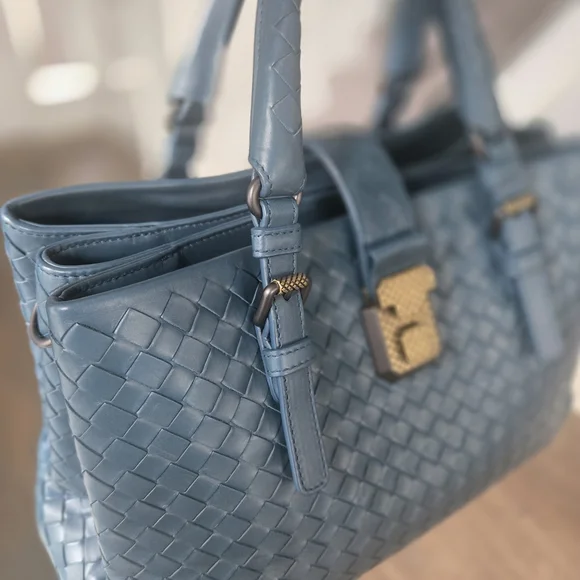 BOTTEGA VENETA Roma Intrecciato Nappa Bag Dark Teal EUC - Picture 8 of 16